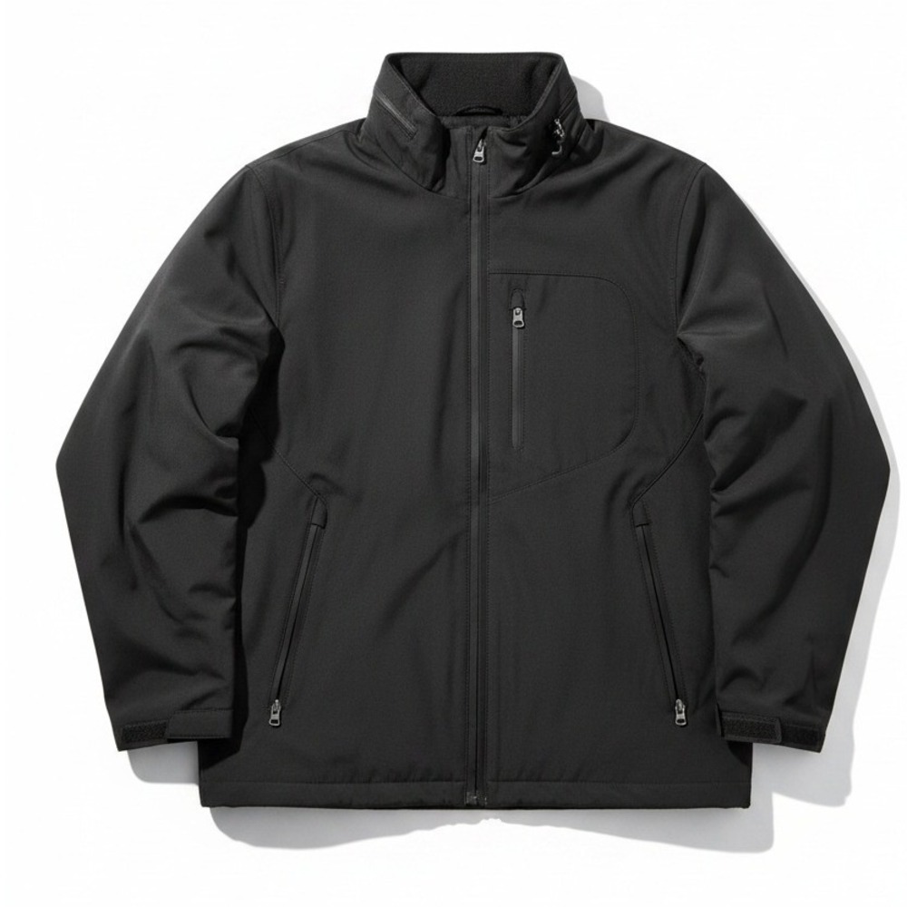 Tahari Black Softshell Full Zip Hooded Jacket, Men's Large, Pocket Utility Tech